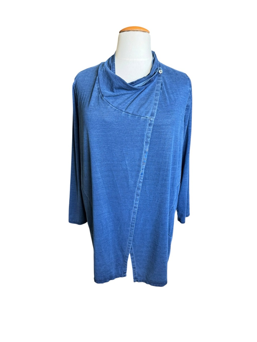 J. Jill Pure Jill Indigo XL Blue Draped Asymmetric Cardigan Pockets